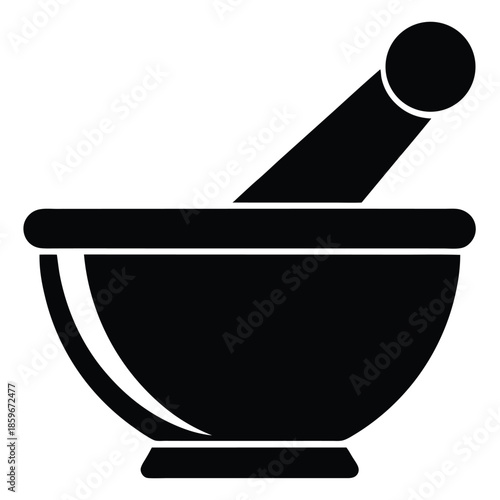 mortar and pestle icon line art silhouette vector illustration