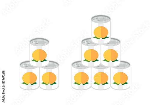 積み重ねた黄桃の缶詰のイラスト