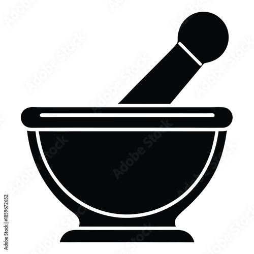 mortar and pestle icon line art silhouette vector illustration