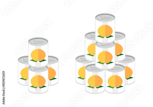 積み重ねた黄桃の缶詰のイラスト