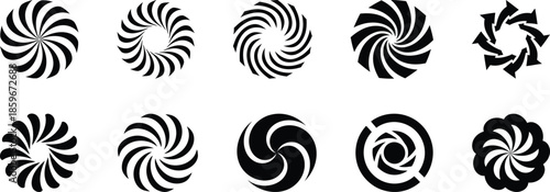 Abstract Spiral Swirl Vortex Pinwheel Icon Set