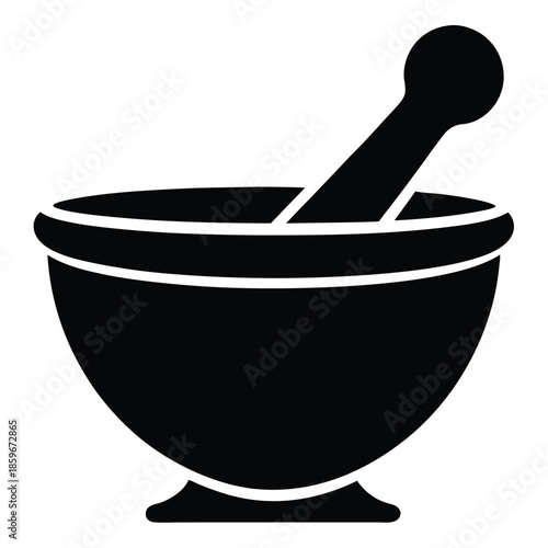 mortar and pestle icon line art silhouette vector illustration