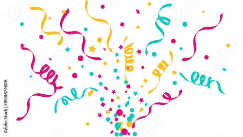 Colorful Confetti and Streamers Celebration.