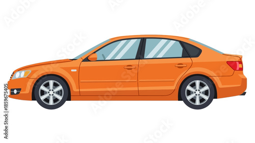 Orange Car Side View Illustration.