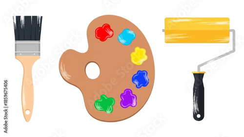 Paintbrush Palette and Roller for Art.