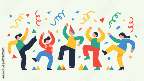 People Dancing and Celebrating with Confetti.