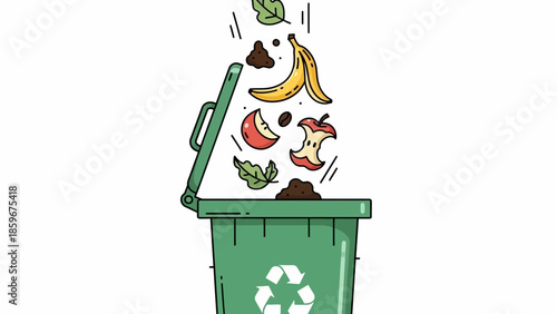 Recycling Bin with Organic Waste and Peel.