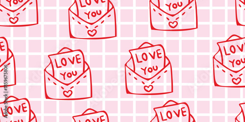 Valentines day pattern love letter background vector design