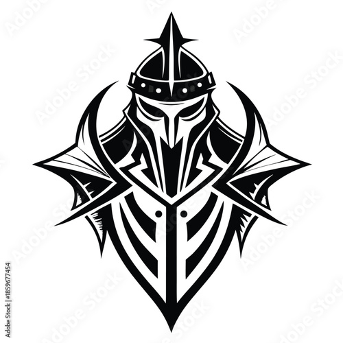 modern tribal crusader tattoo abstract line art silhouette vector illustration