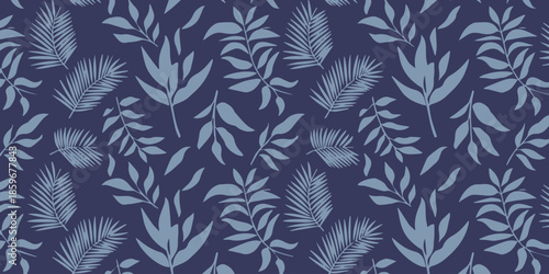 leaf botanical motif palm frond and compound leaf seamless tile