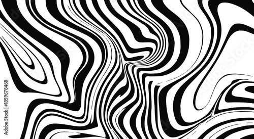 illusion flowing lines black and white optical pattern vector art