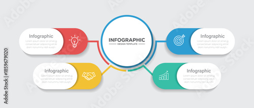 Circle Infographic design template. Business cycle concept with 4 options, parts, steps, processes.