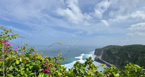 Beautiful landscape of cliff and the ocean at Bali, Indonesia