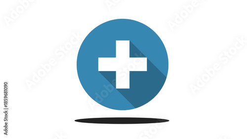 Blue Circle with White Cross Symbol.