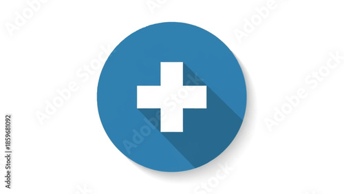 Blue Circle with White Cross Symbol.