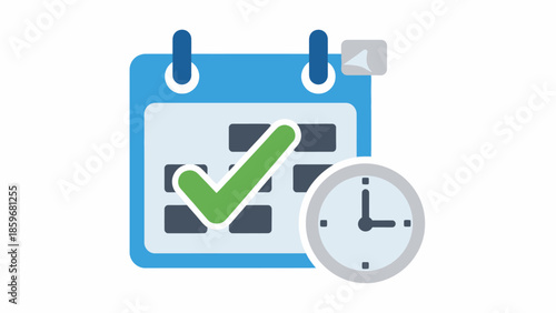 Calendar with Checklist and Clock Icon.