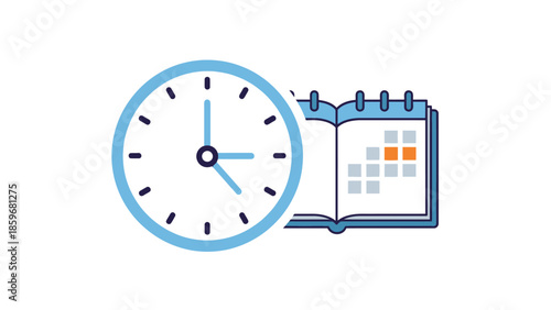 Clock and Calendar Icon Illustration.