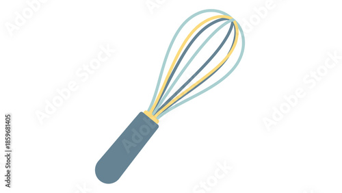 Colorful Whisk with Gray Handle.