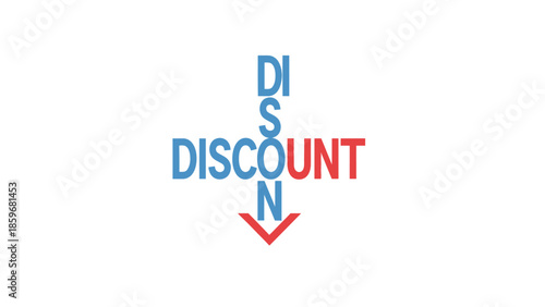 Discount Text Logo with Red Arrow.