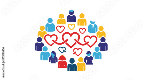 Diverse People Forming Heart Shapes Together.
