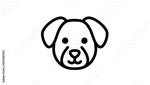Dog Face Simple Line Art Illustration.