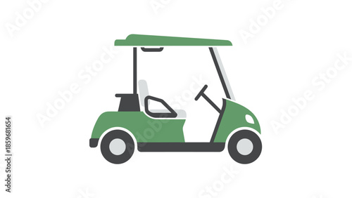 Green Golf Cart Illustration Side View.