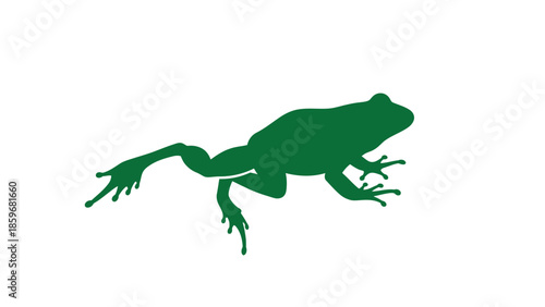 Green Frog Silhouette Leaping Through Air.