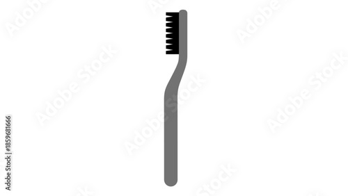 Gray Toothbrush with Black Bristles Closeup.