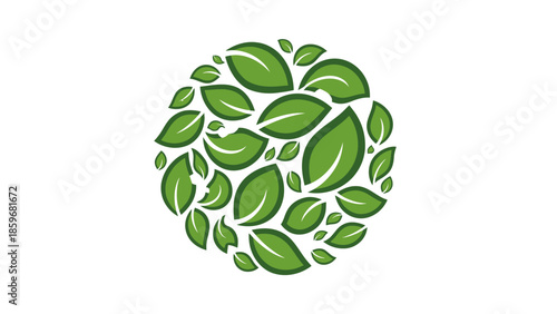 Green Leaves Forming Circle Logo.