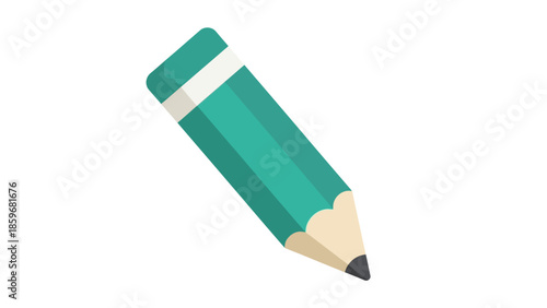 Green Pencil with Black Tip Illustration.