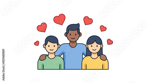 Illustration of Happy Family with Hearts.