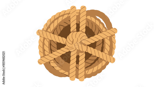 Intricate Rope Knot Illustration on White.