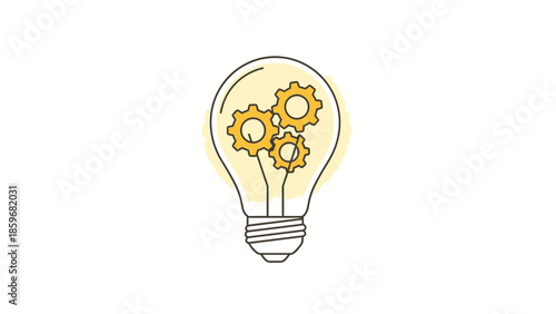 Light Bulb with Gears Inside Illustration.
