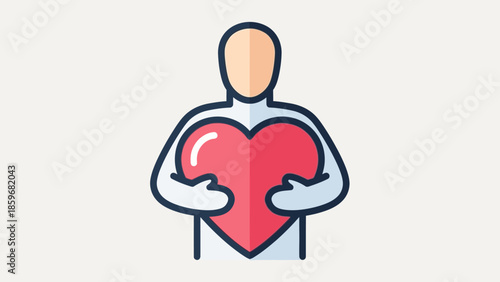 Man Holding Red Heart Symbolizing Love and Care.
