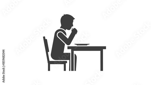 Man Sitting at Desk Thinking Deeply.