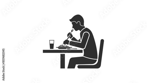 Man Sitting at Table Drinking Coffee.