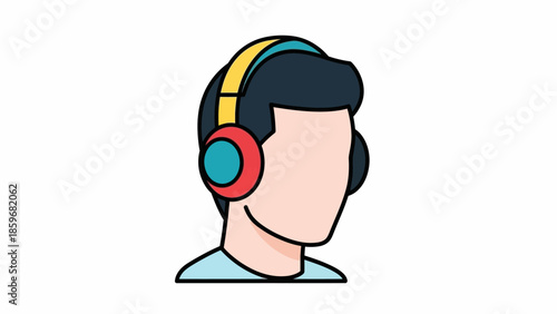Man Wearing Headphones Listening to Music.
