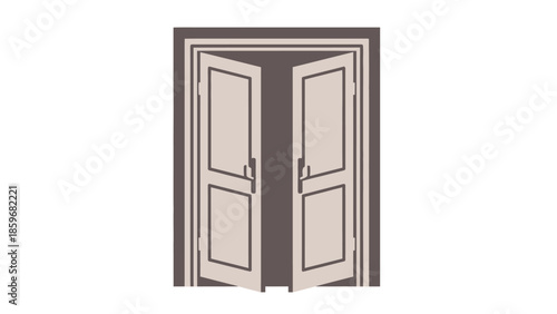 Open Double Doors with Handles.