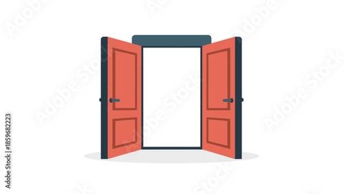 Open Red Double Doors with Hinges.