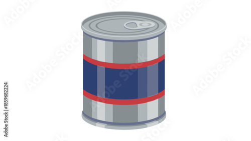 Metal Tin Can with Blue Label.