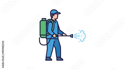 Pest Control Technician Spraying Insecticide.