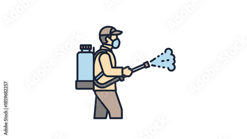 Pest Control Technician Spraying Insecticide.