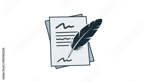 Quill Pen on Documents for Signing.
