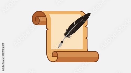 Quill Pen on Parchment.