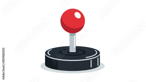 Red Joystick on Black Base.