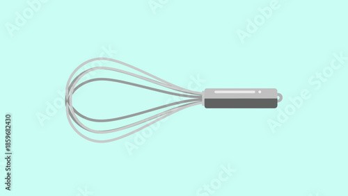Silver Whisk with Black Handle Closeup.