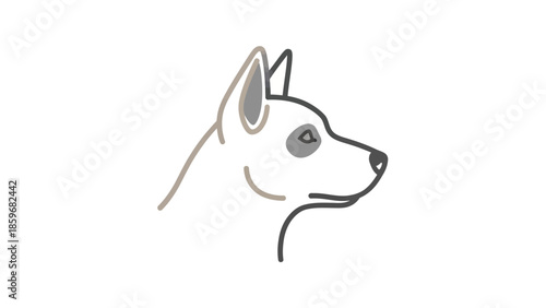 Simple Line Drawing of a Dogs Head.