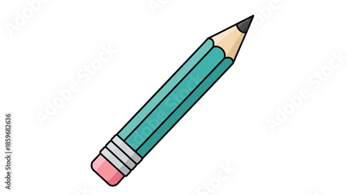 Teal Pencil with Pink Eraser and Black Tip.