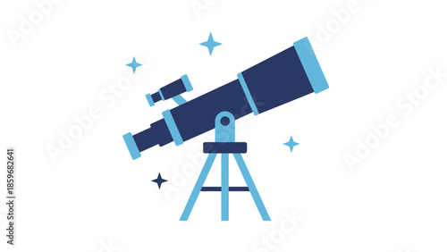 Telescope on Tripod with Stars Around.