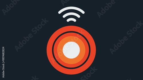 WiFi Signal Icon Orange Circle Design.
